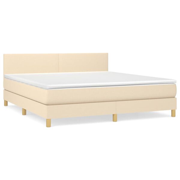 vidaXL Posteľn&yacute; r&aacute;m boxspring s matracom kr&eacute;mov&yacute; 160x200 cm l&aacute;tka