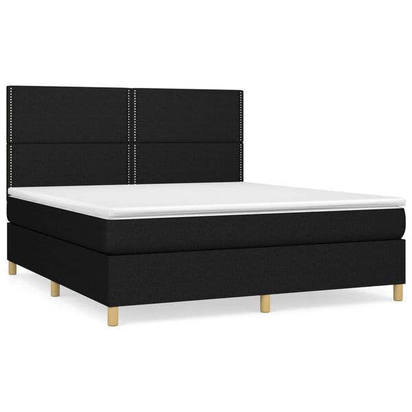 vidaXL Posteľn&yacute; r&aacute;m boxspring s matracom čierny 180x200 cm l&aacute;tka