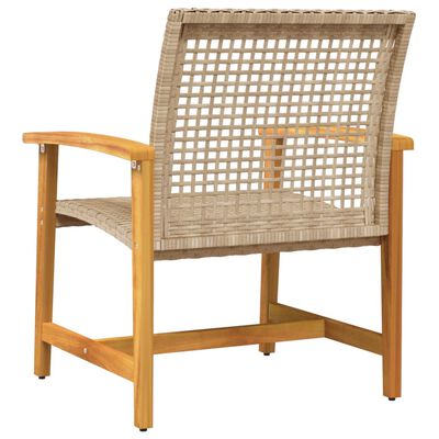 vidaXL Záhradné stoličky 2 ks béžové polyratan a akáciové drevo