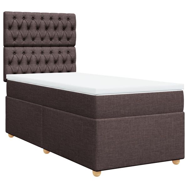 vidaXL Boxspring posteľ s matracom tmavohned&aacute; 100x200 cm l&aacute;tka