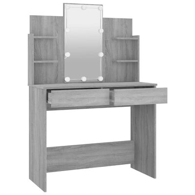 vidaXL Toaletný stolík s LED sivý dub sonoma 96x40x142 cm