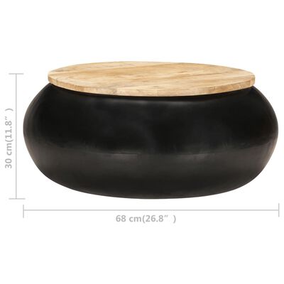 vidaXL Konferenčný stolík čierny 68x68x30 cm masívne mangovníkové drevo