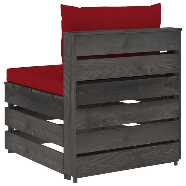 vidaXL Sekčn&aacute; stredov&aacute; pohovka s vank&uacute;&scaron;mi siv&aacute; impregnovan&eacute; drevo