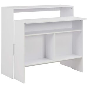 vidaXL Barov&yacute; st&ocirc;l s 2 vrchn&yacute;mi doskami biely 130x40x120 cm