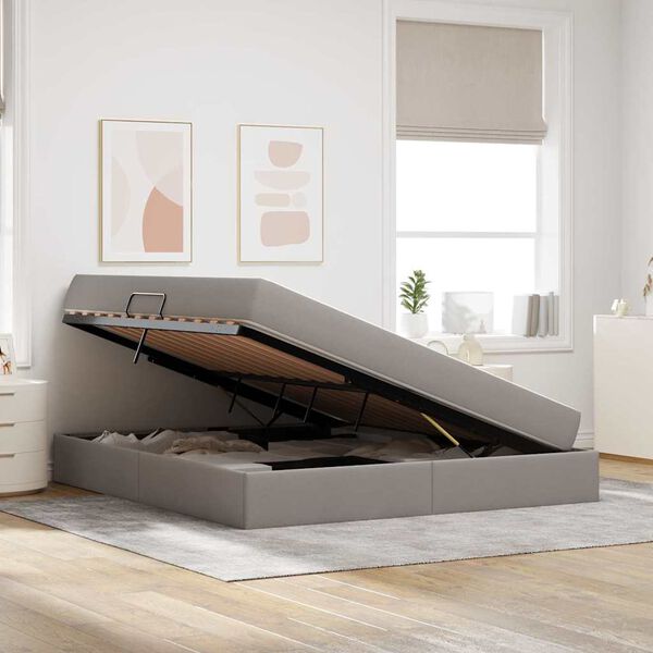 vidaXL Postel s &uacute;ložn&yacute;m prostorem a matrac&iacute; Sivohned&aacute; 160 x 200 cm