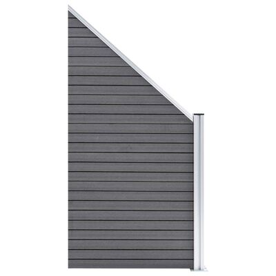 vidaXL WPC plot, 6 štvorcových + 1 zošikmený diel 1138x186 cm, sivý