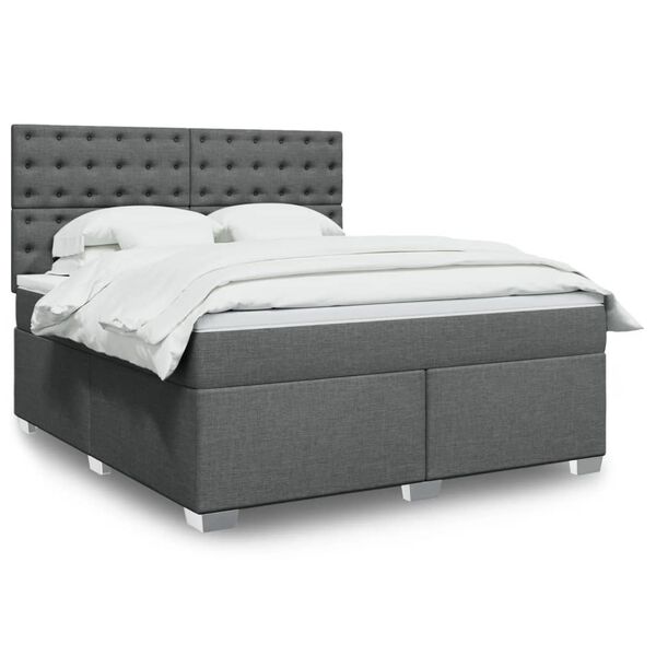 vidaXL Boxspring posteľ s matracom tmavosiv&aacute; 180x200 cm l&aacute;tka