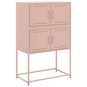 vidaXL Komoda ružov&aacute; 68,5x38,5x107 cm oceľ
