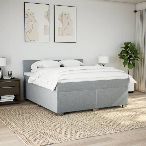vidaXL Boxspring posteľ s matracom bledosivá 180x200 cm látka