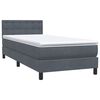 vidaXL Posteľn&yacute; r&aacute;m boxspring s matracom tmavosiv&yacute; 90x210 cm zamat