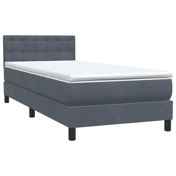 vidaXL Posteľn&yacute; r&aacute;m boxspring s matracom tmavosiv&yacute; 90x210 cm zamat