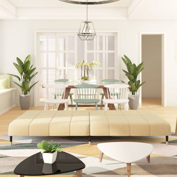 vidaXL 2-miestna rozkladacia pohovka, kr&eacute;mov&aacute;, zamat