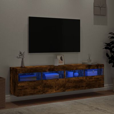 vidaXL TV nástenné skrinky s LED svetlami 2 ks dymový dub 80x30x40 cm