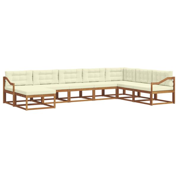 vidaXL Z&aacute;hradn&aacute; s&uacute;prava gaučov s vank&uacute;&scaron;om 8 pcs Pr&iacute;rodn&aacute; a kr&eacute;mov&aacute;