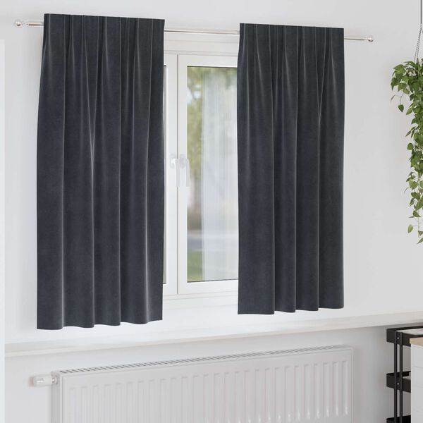 vidaXL Zatemňovacie z&aacute;vesy 2 pcs Tmavo &scaron;ed&aacute; 140 x 175 cm Zamat