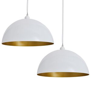 vidaXL Stropn&aacute; lampa 2 ks, nastaviteľn&aacute; v&yacute;&scaron;ka, pologuľa, biela