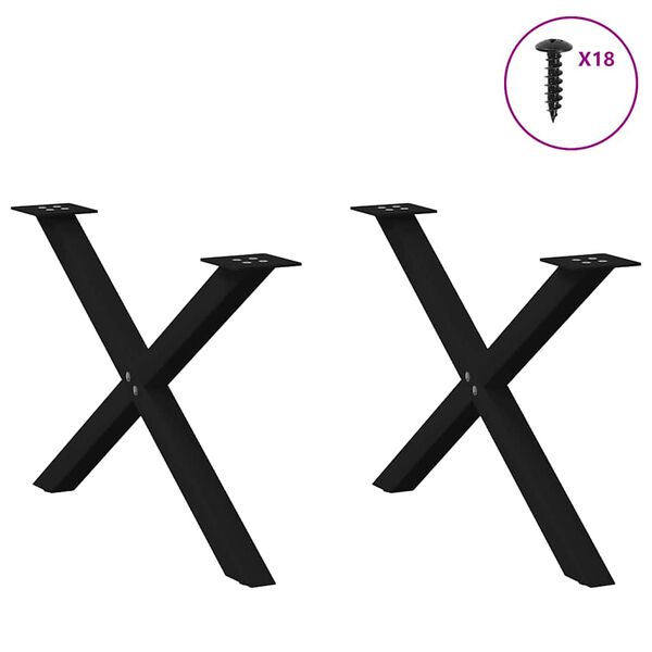 vidaXL Nohy konferenčn&eacute;ho stol&iacute;ka v tvare X, 2 ks, čierne, 70 x (42-43) cm, oceľov&eacute;