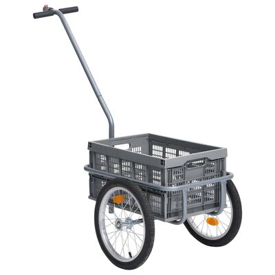 vidaXL Nákladný vozík za bicykel s 50 l skladacím prepravným boxom sivý 150 kg