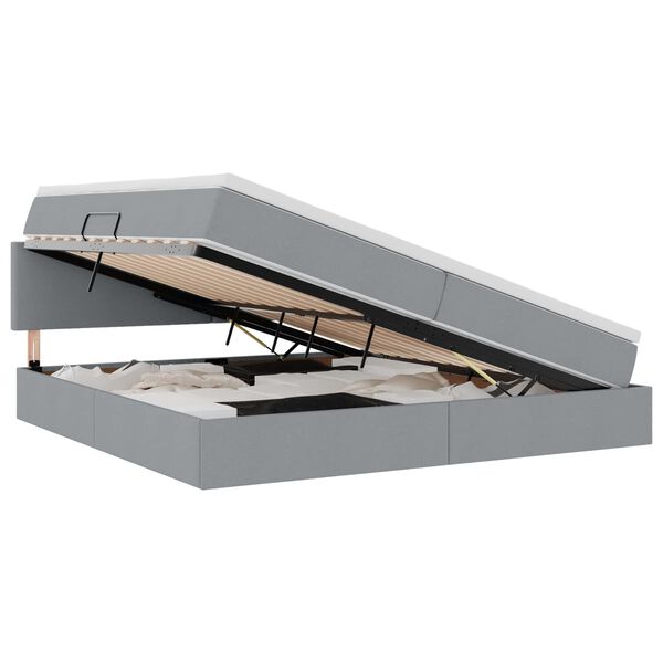 vidaXL Postel s &uacute;ložn&yacute;m prostorem a LED svetlom s LED Svetlosiv&aacute; l&aacute;tka