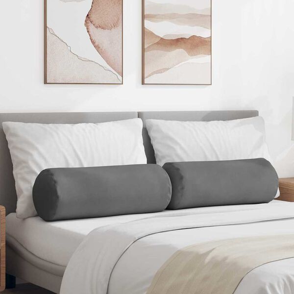 vidaXL Podložkové vankúše 2 pcs Tmavo šedá Ø 25 x 70 cm Mikrovlákno