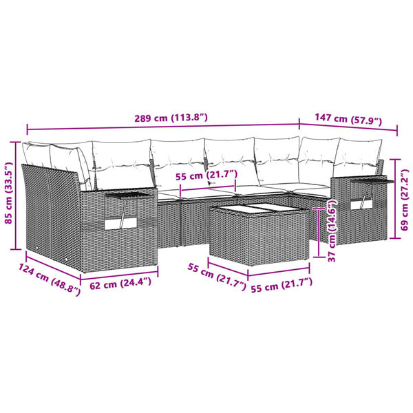 vidaXL 8-dielna z&aacute;hradn&aacute; s&uacute;prava pohoviek s vank&uacute;&scaron;mi svetlosiv&aacute;