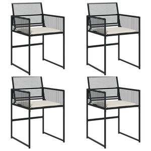vidaXL Záhradné stoličky so sedákmi 4 ks čierne polyratanové