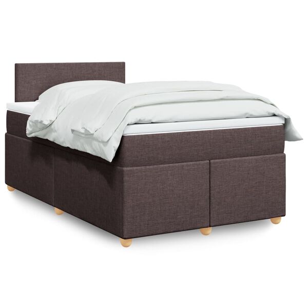 vidaXL Boxspring posteľ s matracom tmavohned&aacute; 120x200 cm l&aacute;tka