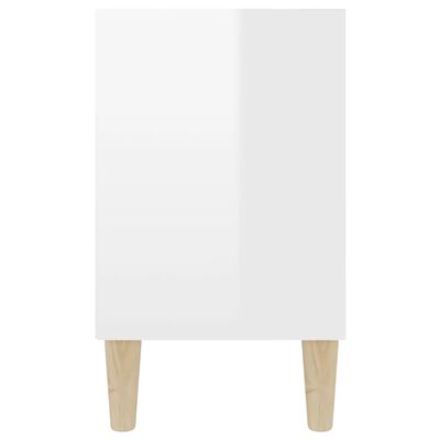 vidaXL TV stolík nohy z masívneho dreva lesklý biely 103,5x30x50 cm