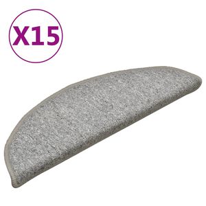 vidaXL Schodov&eacute; rohože 15 ks 56x17x3 cm svetlosiv&eacute; polkruhov&eacute;
