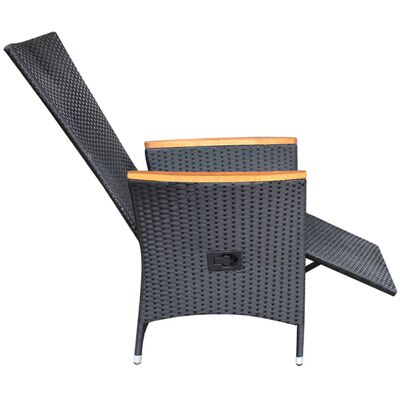 vidaXL Sklápacie záhradné stoličky 2 ks s podložkami, polyratan, čierne