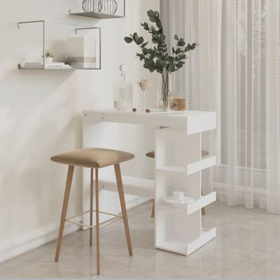 vidaXL Barový stolík s úložným regálom biely 100x50x101,5 cm drevotrieska