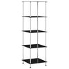 vidaXL Reg&aacute;l s 5 policami, čierny 40x40x130 cm, tvrden&eacute; sklo