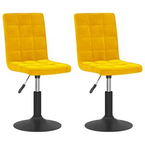 vidaXL Otočn&eacute; jed&aacute;lensk&eacute; stoličky 2 ks horčicovo-žlt&eacute; zamatov&eacute;