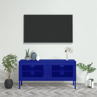 vidaXL TV skrinka námornícka modrá 105x35x50 cm oceľ