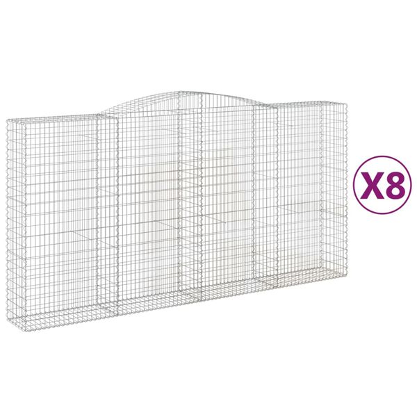 vidaXL Obl&uacute;kov&yacute; gabionov&yacute; k&ocirc;&scaron; 8 ks 400x50x200/220cm pozinkovan&eacute; železo