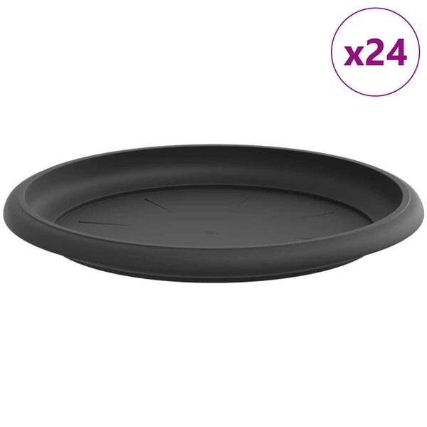 vidaXL Kruhov&yacute; kvetinov&yacute; podnos 24 pcs Čierna &Oslash; 17,5 x 2 cm Plast