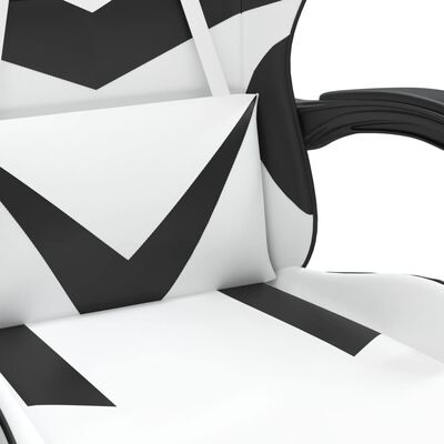 vidaXL Otočná herná stolička s podnožkou biela a čierna umelá koža
