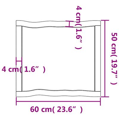 vidaXL Stolová doska svetlohnedá 60x50x(2-4)cm ošetrený masív hrany