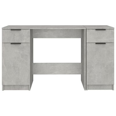 vidaXL Stôl s bočnou skrinkou betónovo sivý spracované drevo