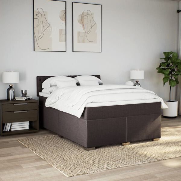 vidaXL Boxspring posteľ s matracom tmavohned&aacute; 140x200 cm l&aacute;tka