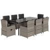 vidaXL 9-dielna záhradná jedálenská súprava s vankúšmi sivá polyratan