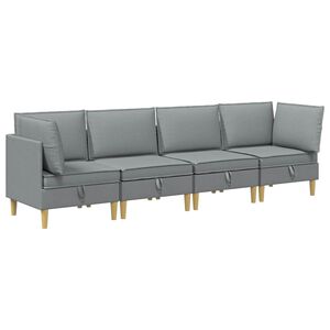 vidaXL S&uacute;prava n&aacute;bytku do ob&yacute;vačky s vank&uacute;&scaron;om 4 pcs Svetlosiv&aacute; L&aacute;tka