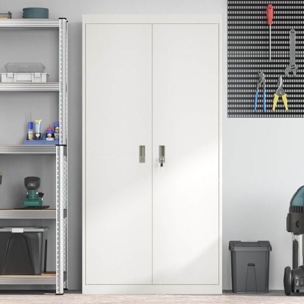 vidaXL &Uacute;ložn&aacute; skrinka 2 pcs Biely 90 x 40 x 180 cm Oceľ