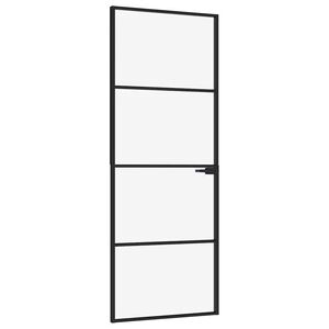 vidaXL Vn&uacute;torn&eacute; dvere čierne 76x201,5 cm tvrden&eacute; sklo a hlin&iacute;k &uacute;zke