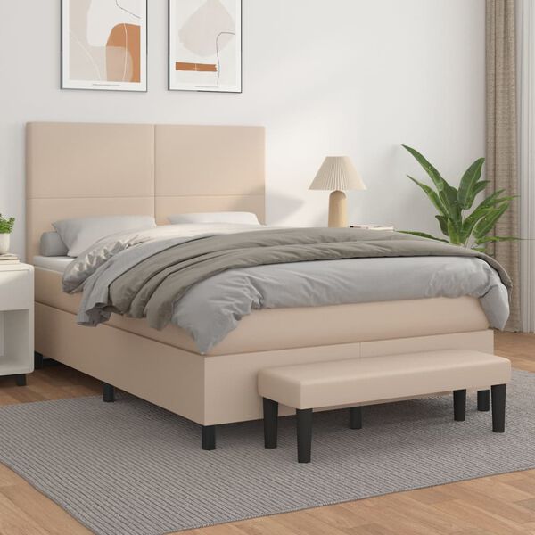 vidaXL Boxspring posteľ s matracom kapuč&iacute;nov&aacute; 140x200 cm umel&aacute; koža