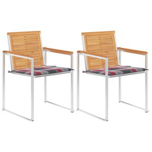 vidaXL Z&aacute;hradn&eacute; stoličky so sed&aacute;kmi 2 ks mas&iacute;vne t&iacute;kov&eacute; drevo a oceľ