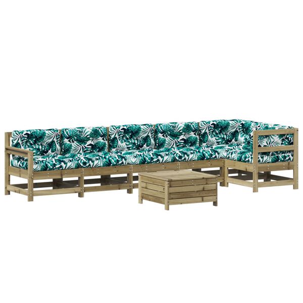 vidaXL 7-dielna z&aacute;hradn&aacute; sedacia s&uacute;prava s vank&uacute;&scaron;mi impreg. borovica