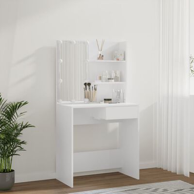 vidaXL Toaletný stolík s LED biely 74,5x40x141 cm