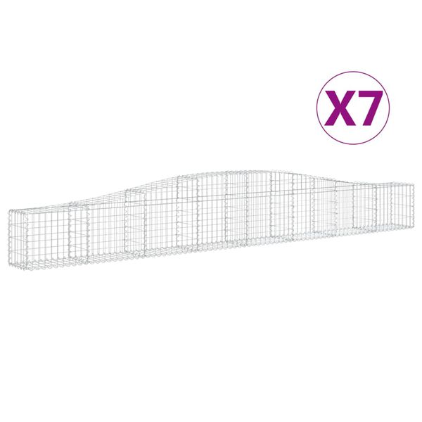 vidaXL Obl&uacute;kov&yacute; gabionov&yacute; k&ocirc;&scaron; 7 ks 400x30x40/60 cm pozinkovan&eacute; železo