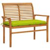 vidaXL Z&aacute;hradn&aacute; lavička, jasnozelen&aacute; podložka 112 cm, t&iacute;kov&yacute; mas&iacute;v